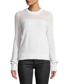 Rag  amp  Bone Yorke Cashmere Crewneck Sweater with Mesh Details at Neiman Marcus